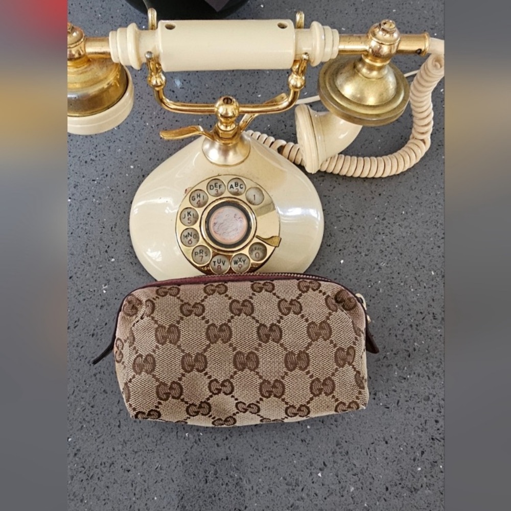 GUC Gucci GG Canvas Cosmetic Pouch Vanity Blown Red - Picture 14 of 14